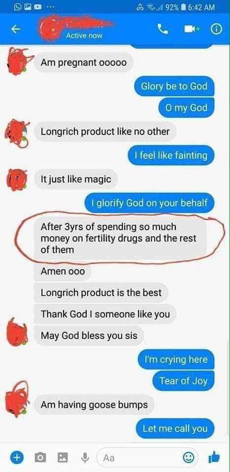 testimonies of infertility with Longrich Products